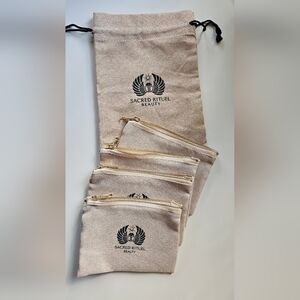 Sacred Rituel Hemp Zipper and Drawstring Pouch Case Make-Up Cosmetics Bags